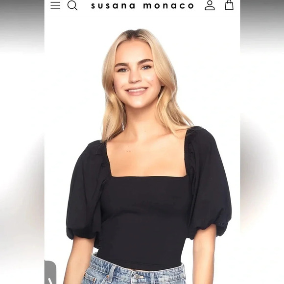 Susana Monaco Puff Sleeve Top NWT Designer Sold Out Online! Small - Picture 1 of 4